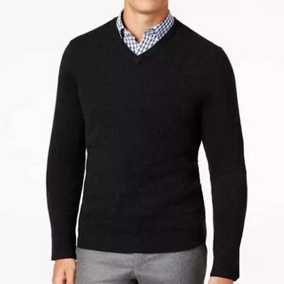 Charter Club 100% Cashmere Black V Neck Sweater - Men’s L - Picture 1 of 6